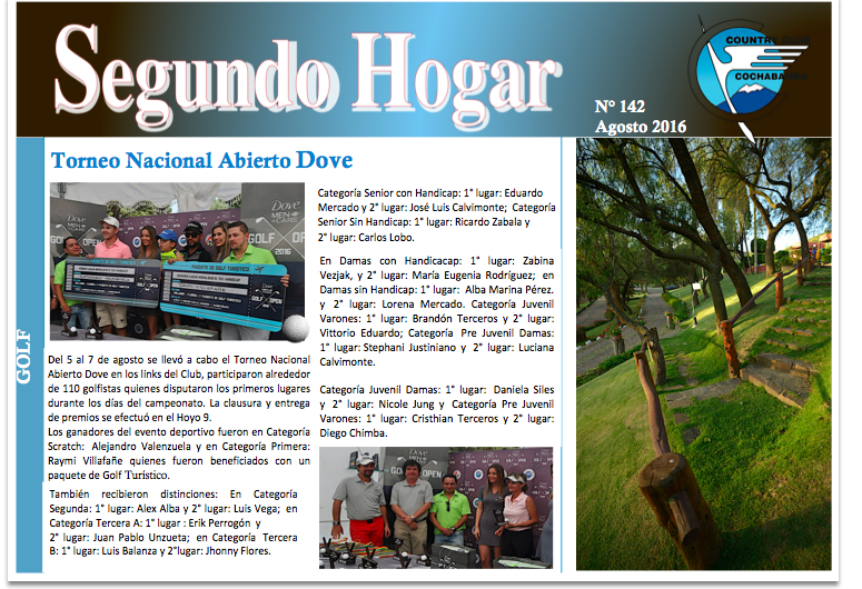 Boletín «Segundo Hogar» Agosto 2016