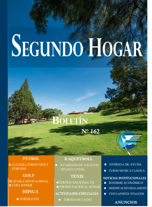 Boletín Segundo Hogar N 162 Julio – Agosto 2018