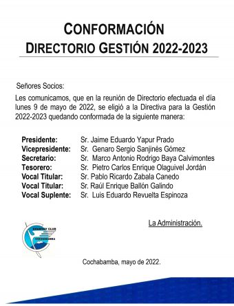 Directorio Gestión 2022 – 2023